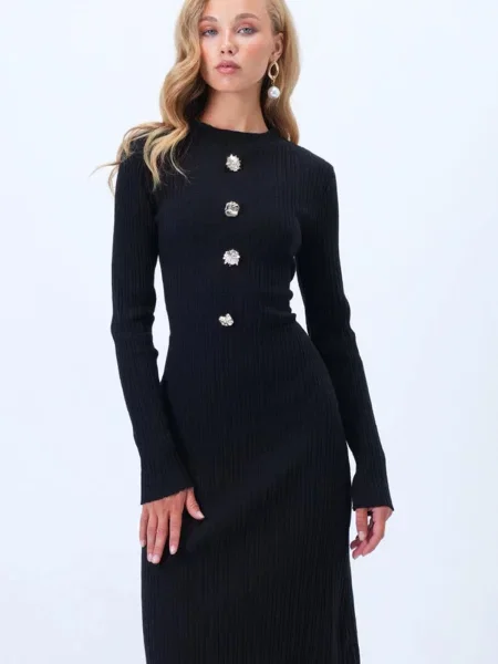 Trend Alaçatı Stili Rochie tricotat negru