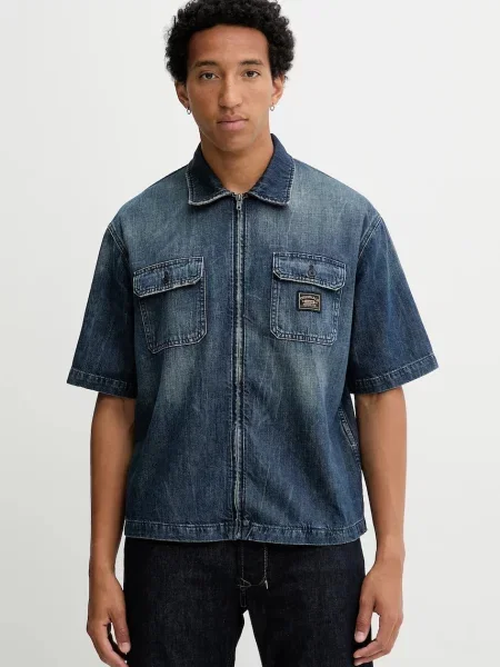 Džínová košile Guess Originals relaxed s klasickým límcem modrá