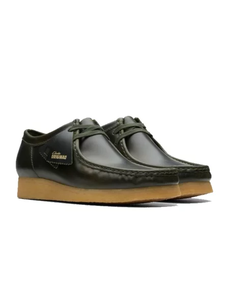 Półbuty Clarks skórzane zielone
