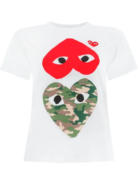 Tricou Comme Des Garcons Play cu imagine alb