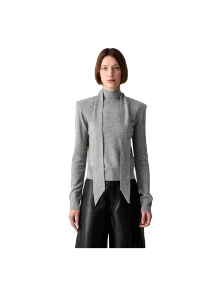Rotate WOOL BOW sweter wełniany szary