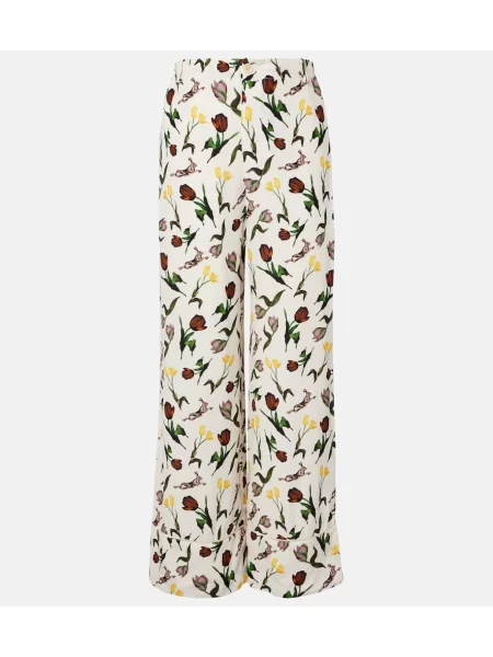 Pantaloni Marni de mătase cu imagine