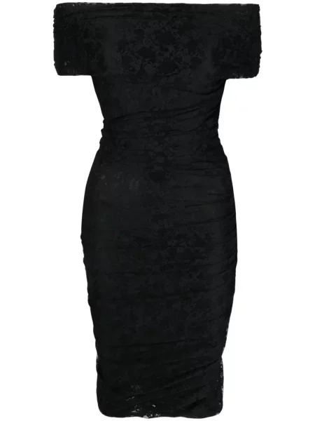 Rochie midi Philosophy Di Lorenzo Serafini cu model floral din dantelă până la genunchi negru