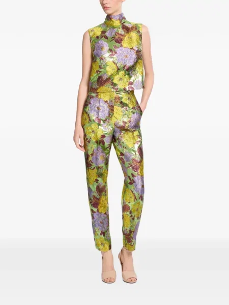 Top Elie Saab cu model floral verde