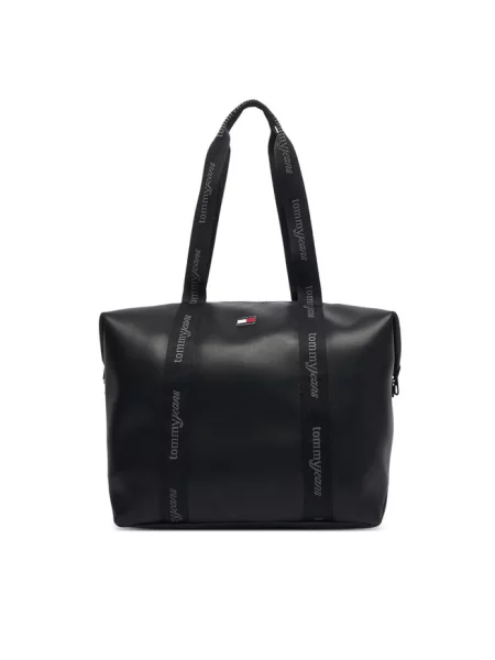 Tommy Jeans torebka shopper z imitacji skóry czarna