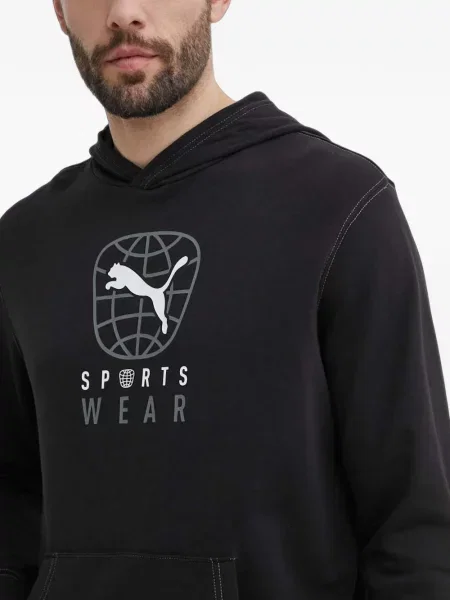 Hanorac cu glugă Puma cu imagine negru