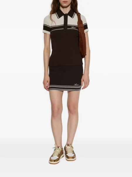 Ριγέ polo Amiri με κέντημα καφέ