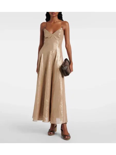 Rochie maxi Brunello Cucinelli de costum auriu