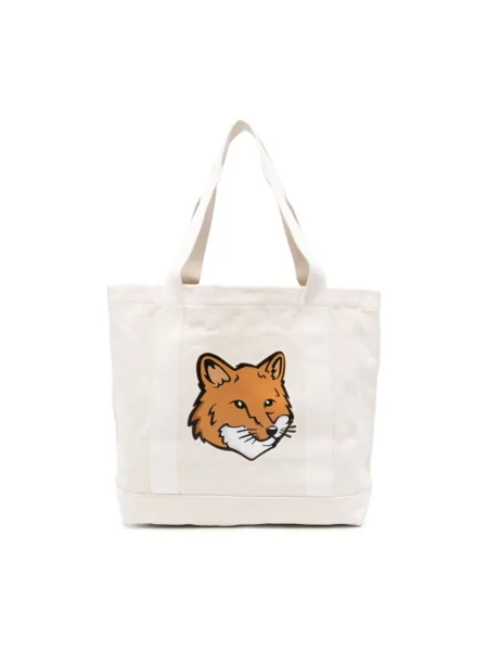 Torebka Maison Kitsune z nadrukiem beżowa