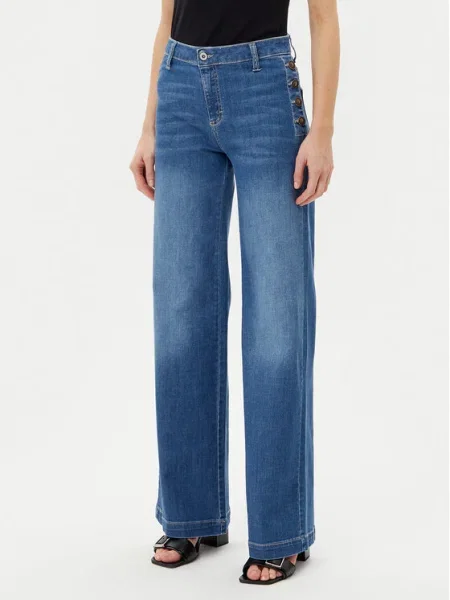 Please Blugi Wide Leg albastru