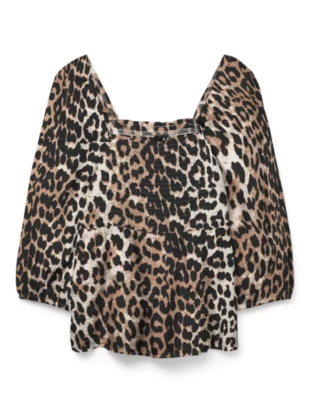 VERO MODA Bluză VMJOSIE crem / brocart / închis maro
