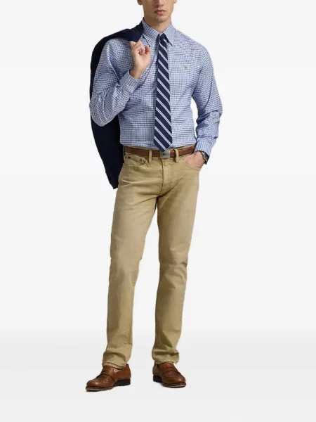 Samt prugasta košulja Polo Ralph Lauren s vezom plava