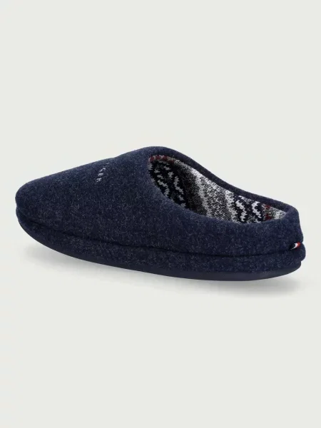 Tommy Hilfiger kapcie FELT HOUSE SHOE granatowe