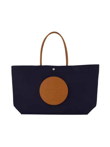 Shopperka Tory Burch skórzana dwustronna niebieska