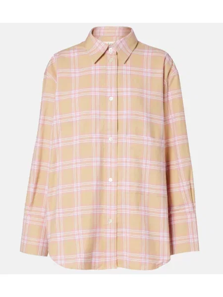 Top Róhe w kratkę flanelowy różowy