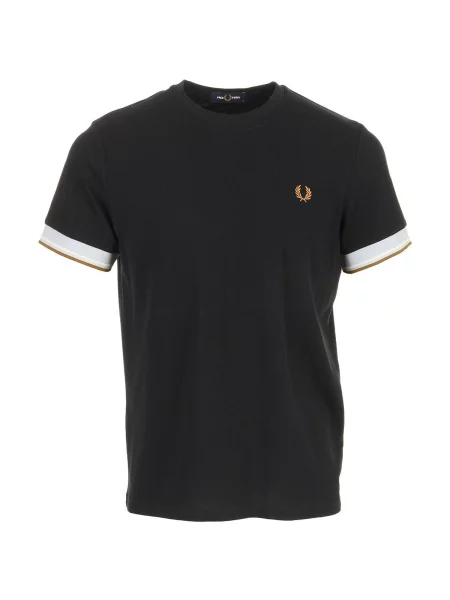 Tričko FRED PERRY Twin Tipped Cuff T-shirt Black XL černé
