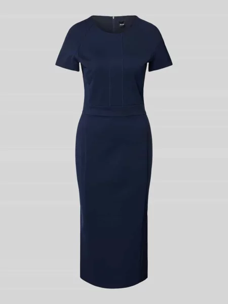 Sukienka etui z ozdobnymi szwami model ‘Darsa’ Boss granatowa