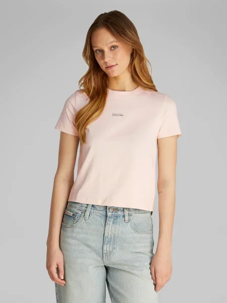 Calvin Klein Jeans Majica Placed Institutional Slim Fit roza
