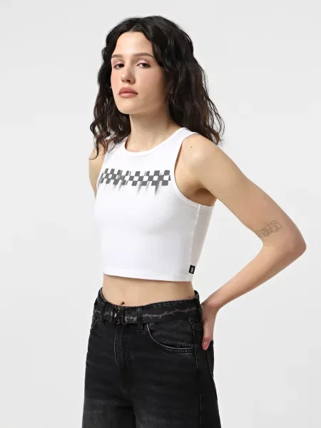 Майка Vans Check Wash Fitted Crop Tank бавовна/еластан білий