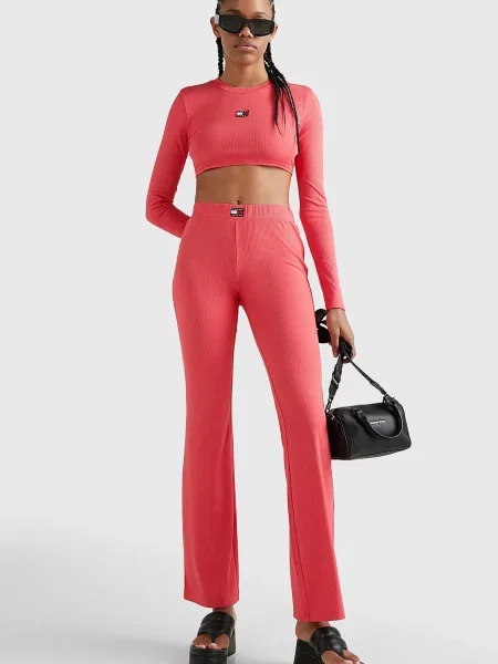 Спортивні штани Tommy Jeans з низькою посадкою рожеві