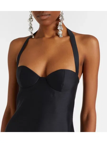 Rochie Magda Butrym de lână cu gât halter negru