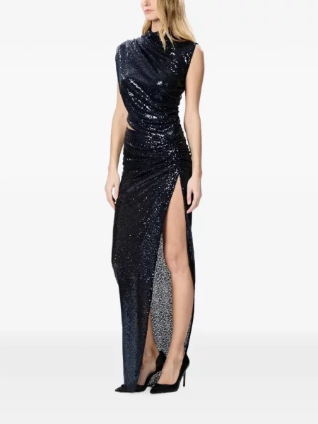 Rochie maxi Amazuìn cu paiete asimetrică albastru