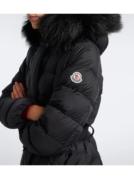 Haină din piele de oaie Moncler din piele de oaie negru