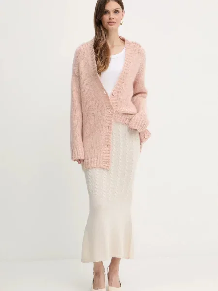 Silvian Heach kardigan z domieszką wełny LETSOSA lekki pomarańczowy