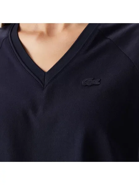 Lacoste Koszulka Relaxed Fit V-Neck czarny