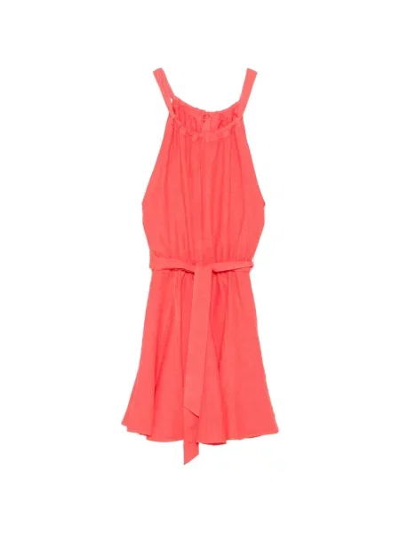 Rochie midi 120% Lino cu funde roșu