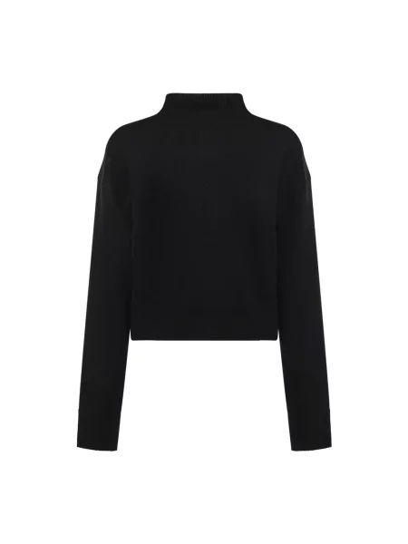 Lniany sweter z golfem Pinko czarny