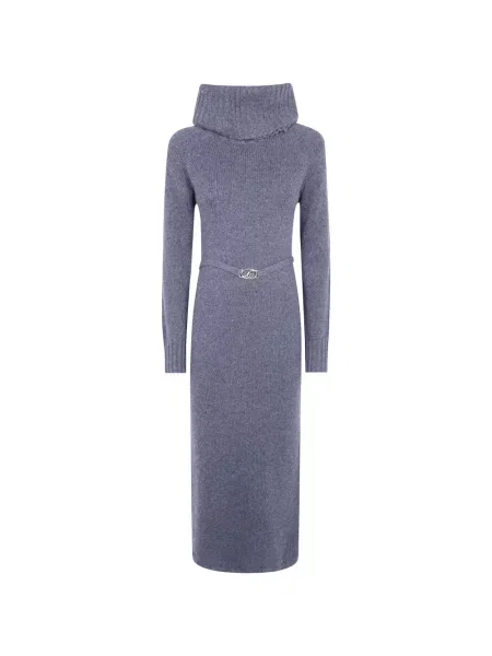 Cu centură rochie midi Twinset tricotate gri