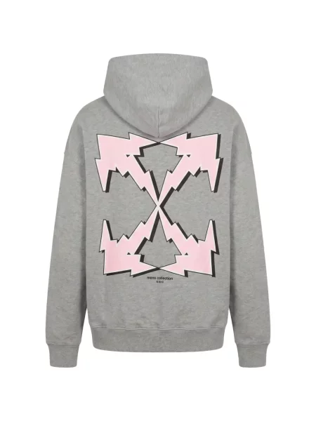 Hanorac cu glugă Off-white cu imagine cu cordon alb