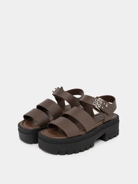 Кожаные босоножки Tommy Hilfiger с ремешками коричневые