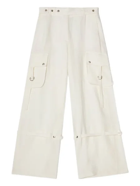 Spodnie cargo Teurn Studios na ramiączkach białe