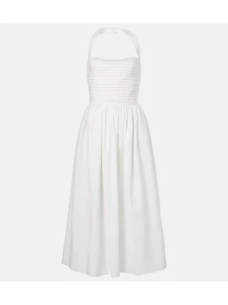 Rochie midi Markarian cu broderie până la genunchi de costum alb