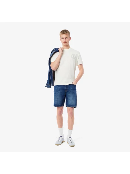 Lacoste Bermudy Jeansowe O Prostym Kroju niebieskie