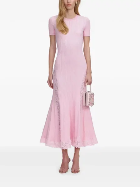 Rochie midi Self-portrait din dantelă până la genunchi de costum roz