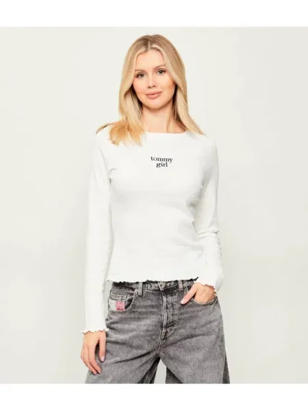 Tricou mânecă lungă Tommy Hilfiger alb