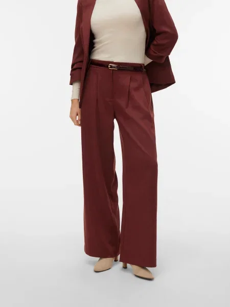 VERO MODA Pantaloni cutați VMSTEFFI vin roșu