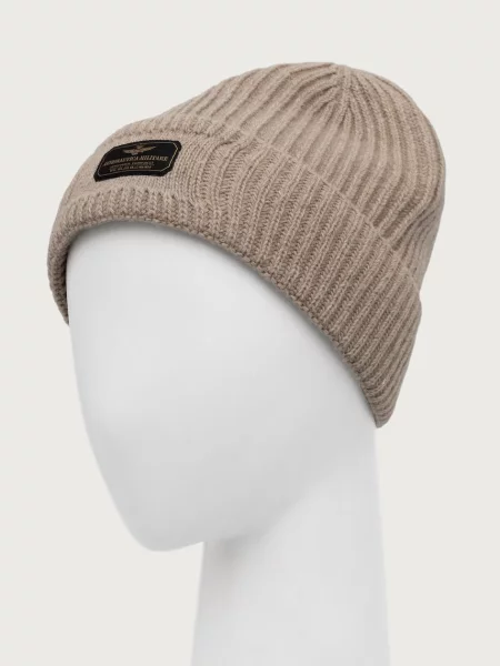 Aeronautica Militare čiapka beanie pánska s prímesou vlny béžová