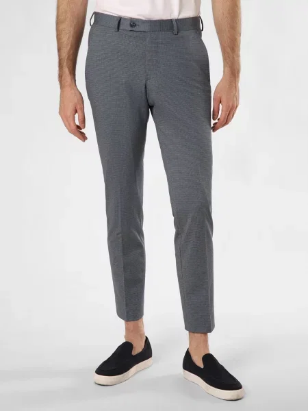 Finshley & Harding London Spodnie Hoxdon Mężczyźni Slim Fit wzorzysty 50 niebieski