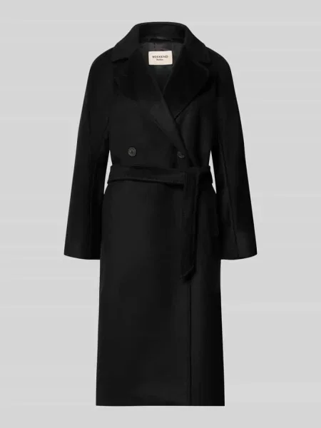 Płaszcz o kroju regular fit z czystej żywej wełny model RESINA' Weekend Max Mara czarny