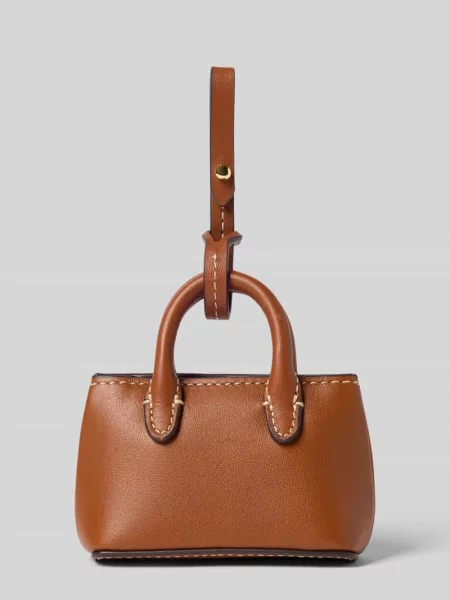 Zawieszka ze skóry z aplikacją z logo Lauren Ralph Lauren brązowa