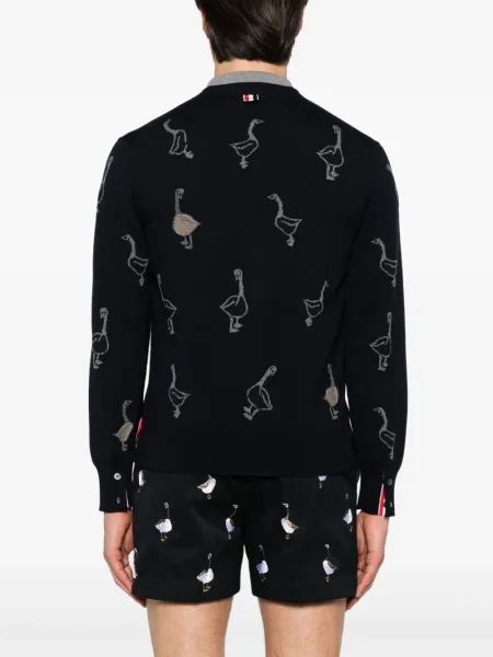 Cardigan Thom Browne de lână albastru