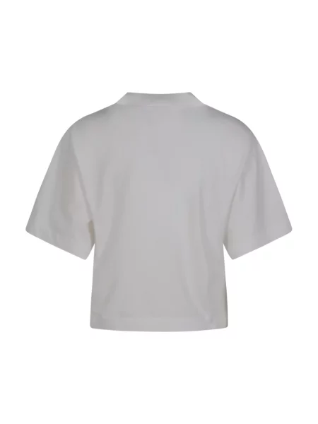 Koszulka Off-white z logo o skróconej długości biała