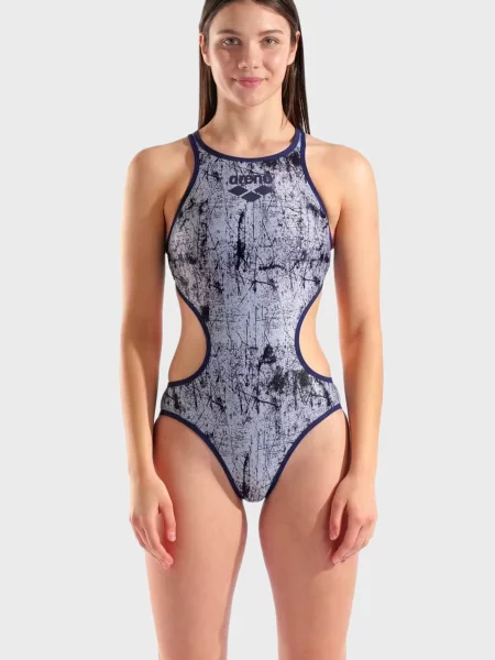 Лаковий суцільний купальник Arena синій