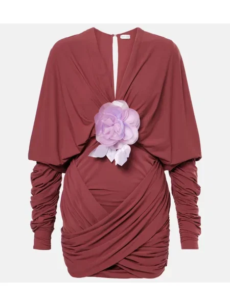 Rochie Magda Butrym cu model floral din jerseu drapată bordo