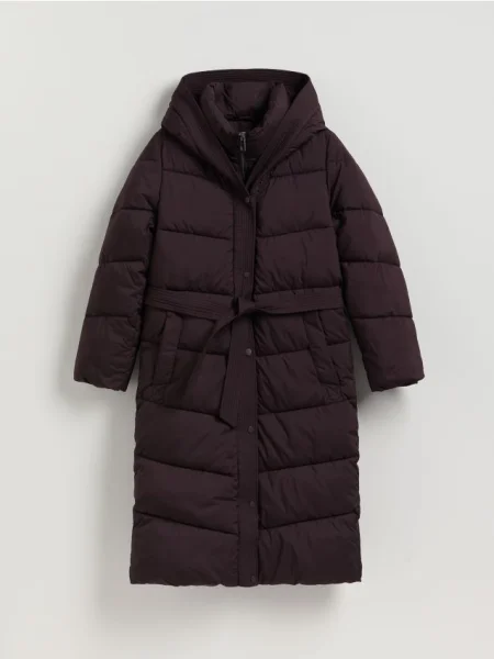 Reserved Geacă matlasată cu glugă violet-metalizat violet