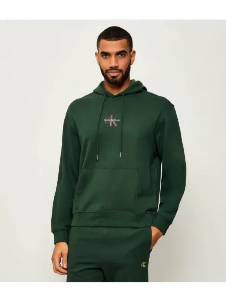 Geacă de blugi Calvin Klein Jeans din material terry verde